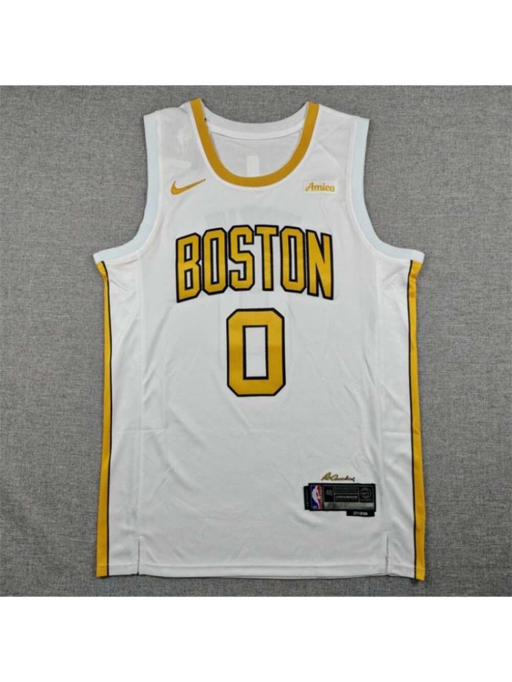 Kids Youths Jayson Tatum White Gold Stitched Jersey